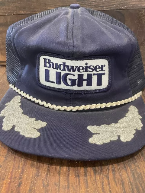 Vintage 80s  Budweiser Light Rope Oak Leaf Trucker Hat Cap Snapback USA
