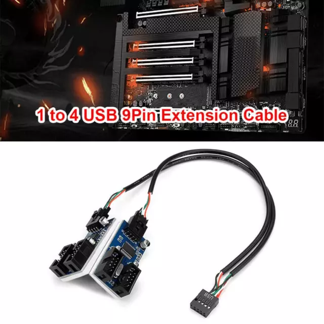 Motherboard USB 9 Pin Header Splitter Cable Desktop USB2.0 HUB Connector Adapter