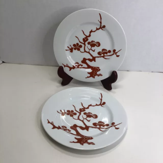Fitz Floyd Prunier de Chine Red Positive 2 Salad Plates Chinese Plum 7.5"