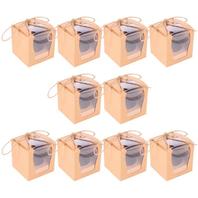 10 piezas caja de cupcakes caja de panadería con ventana contenedor individual de papel para cupcakes