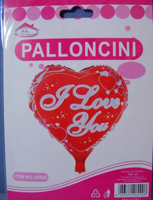 SAN VALENTINO PALLONCINO CUORE YES I LOVE YOU 45 cm diam Mylar DOLCISSIMO TI AMO