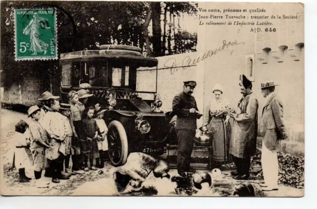 La NORMANDIE  - Calvados - CPA 14 - Enfants - voiture - industrie du lait