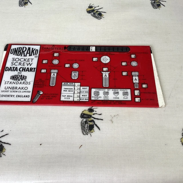VINTAGE UNBRAKO SOCKET Screw Data Chart. Unbrako, Coventry. Vintage ...