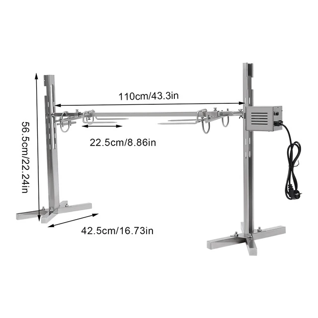 Asador Giratorio XXL Para Cordero, Pollo O Cochinillo – Modelo Taunus, Acero Inoxidable (18kg)