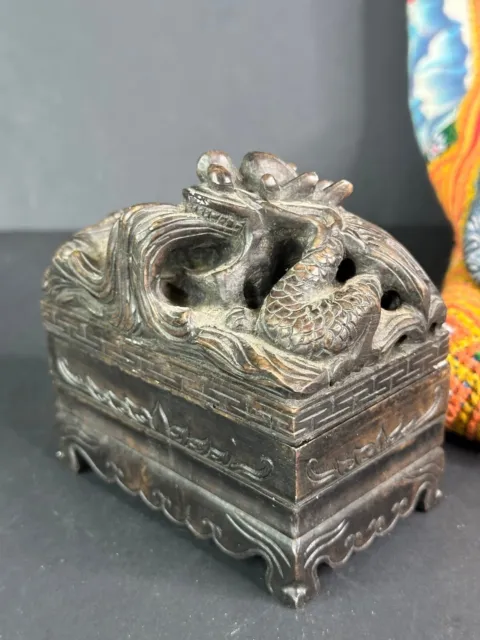 Old Chinese Carved Stone Dragon Container with Lid …beautiful collection