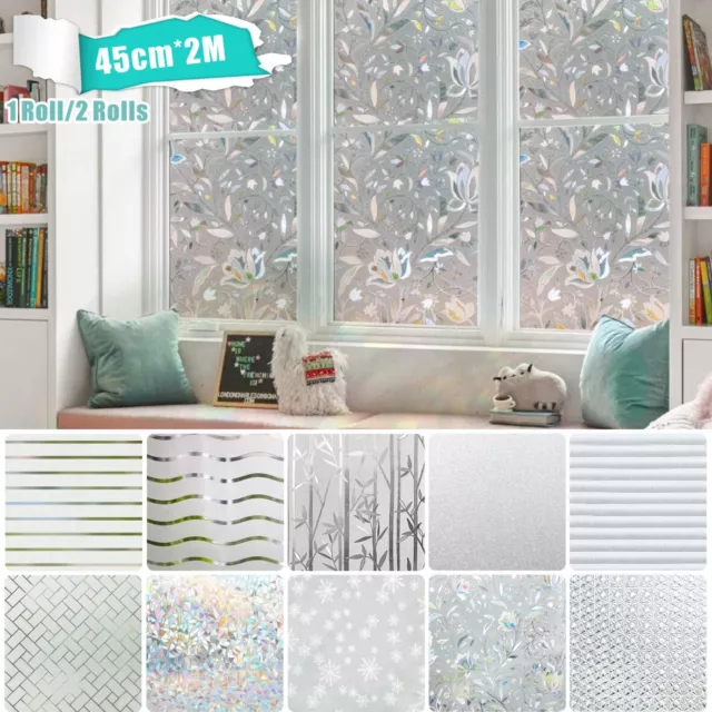 Frosted Privacy Window Film Self Adhesive Etched Glass Static Cling Vinyl Cover