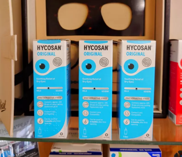 3x Hycosan Original NEW Extra SALE Preservative Free Lubricating Dry Eye Drops