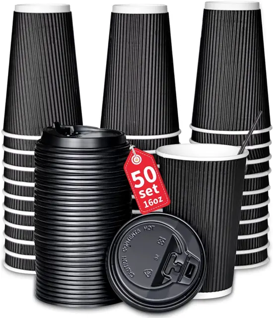 Disposable Paper Cups,Coffee Cups W/Lids,Mouthwash Cups Hot Cold Drink Chocolate