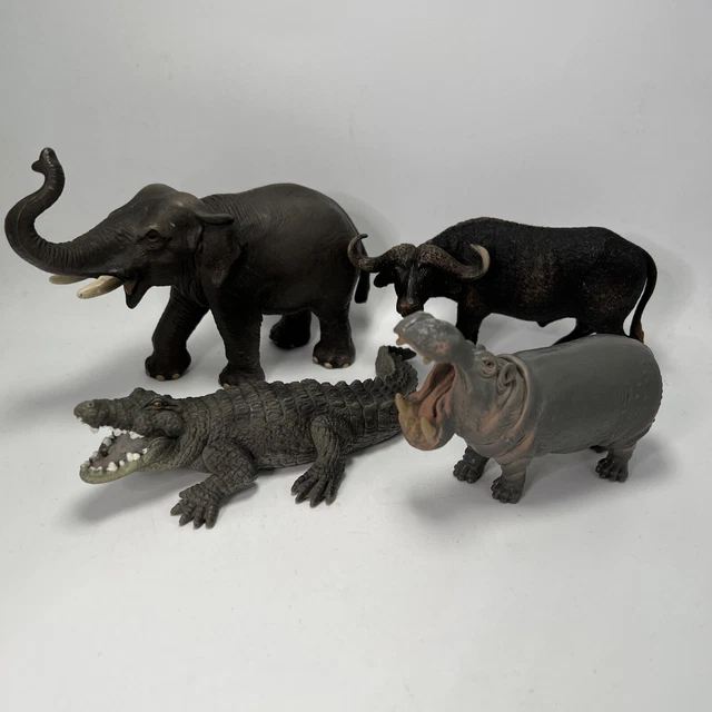 Schleich Animal Figure LOT Crocodile Elephant Hippopotamus Retired African