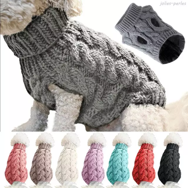 Puppy Dog Jumper Coat Sweater Knitted Pet Cat Clothes Small Dogs Winter Warm UK