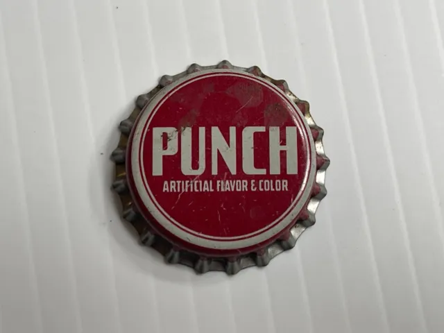 Vintage- Punch Soda Bottle Cap *Cork Back* (Red / White In Color)