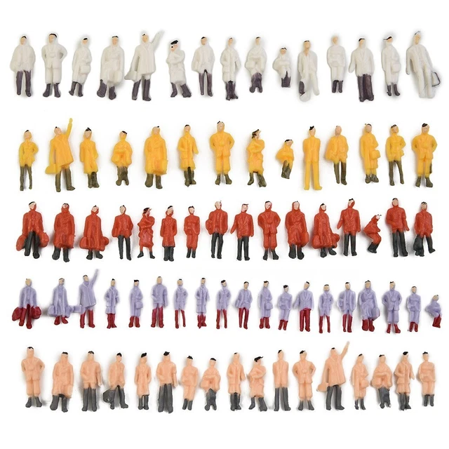 DAZZLEEX 50 Figurines Peintes 1:87 – Modèles De Personnes Pour Trains HO Et Scènes Miniatures