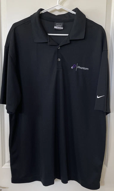 Nike Dri Fit XL Black Mens Golf Short Sleeve Button Polo Shirt - Phantom Ad