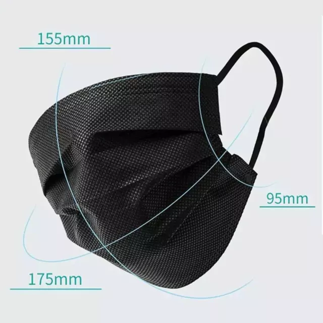 500x Face Mask Disposable Black Mouth Masks Certified 3layer Surgical| ◍ 2