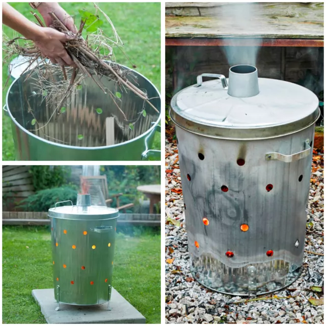 90L Galavanized Paper Waste Garden Burner Rubbish Fire Bin Incinerator Leaves