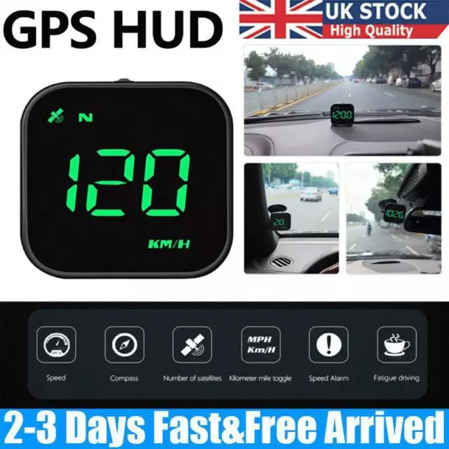 Universal Car HUD Digital GPS Speedometer Head Up Display MPH Overspeed Alarm