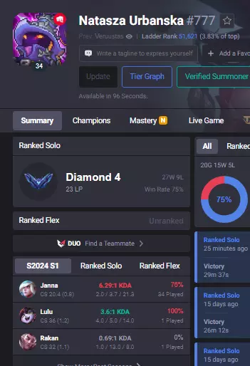 league of legends account eune diamond 75%wr