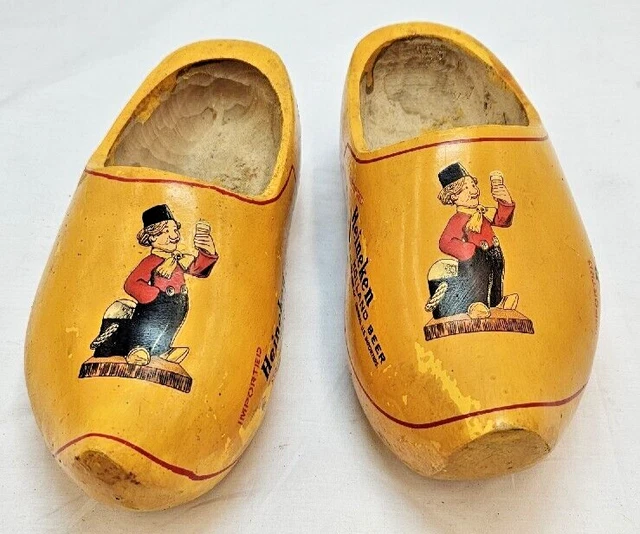 1 Pair Heineken Beer Promotional Wooden Clog/Shoes • Made in Holland (USED)