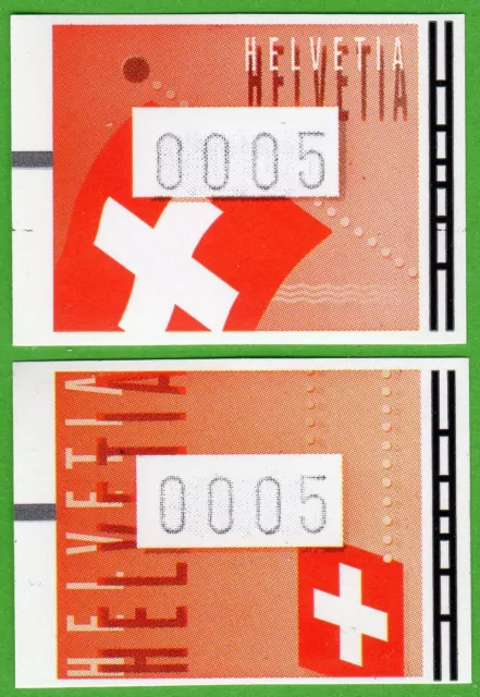 2005 Schweiz Suisse ATM 15-16 Nationalflagge Serie 5Rp. ** Frama Automatenmarken