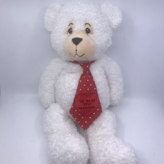 First And Main White Teddy Bear Plush Valentine Red Tie Teddy Tidbit