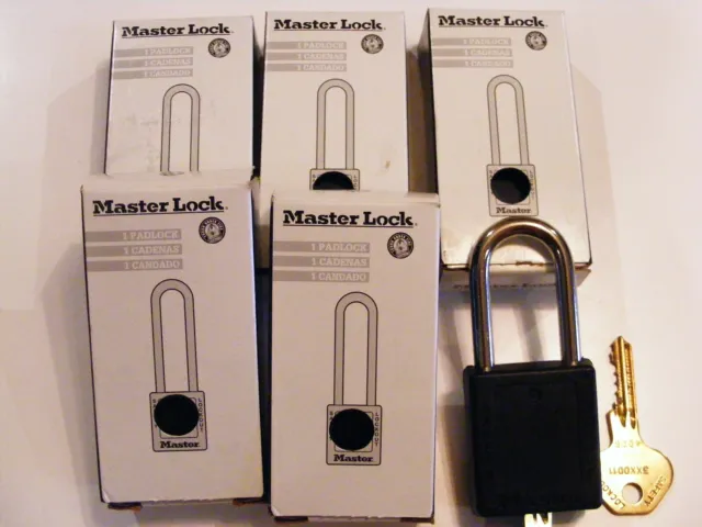 Master Lock Lockout Padlock 410KAW400BLK  6 pcs, 5 pcs NIB, 1 no box
