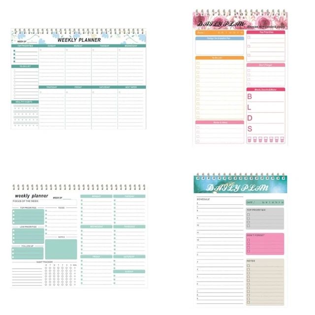 NOTEPAD WITH SPIRALS Sheets Weekly Calendar Pad Hourly Schedule Planner  Layout $16.28 - PicClick AU