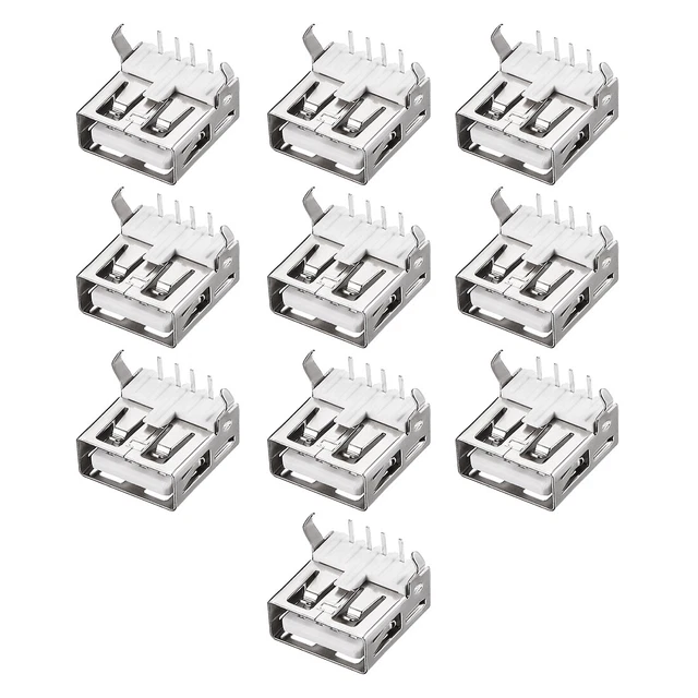Circuito connettore USB 2.0 jack femmina da 90 gradi curva saldatura piede 10pz
