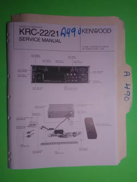 Kenwood krc-22 21 service manual original repair book stereo car radio tape deck