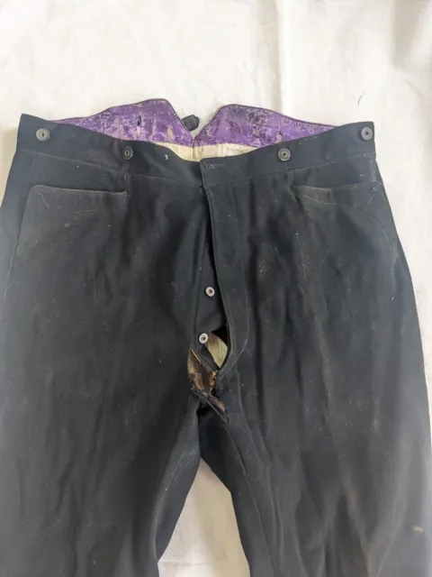 Early antique wool trousers with purple lining mid to late 19th century