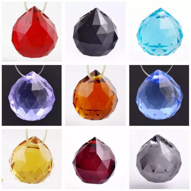 20mm Chandelier Ball Faceted Crystal Glass Lamp Prism Drop Pendant Many Colors 2