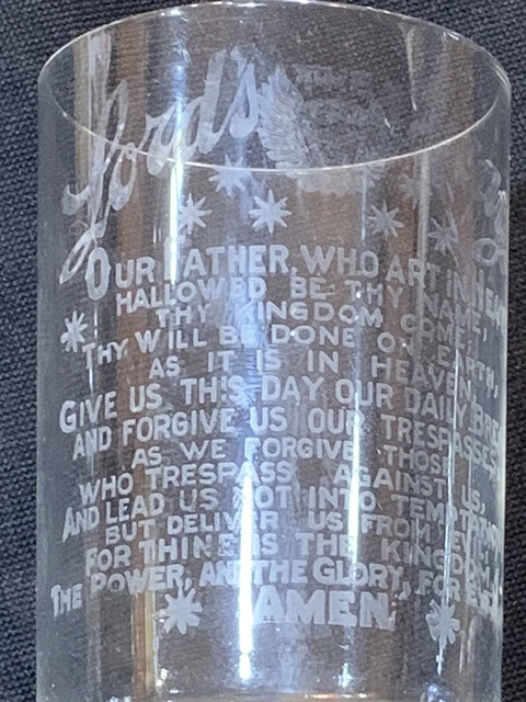 WTCU Anti-Saloon League, Lords Prayer - Etched Beer Glass, Cincinnati, Ohio