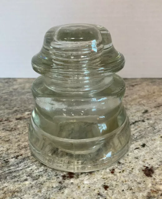 Vintage 1945 Hemingray Glass Insulator-45 Clear Long Distance Telephone CD# 155