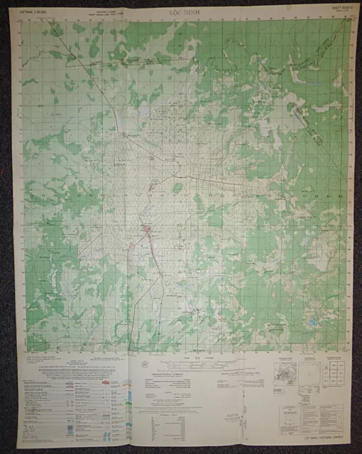 6332 iv - LOC NINH - Map, March 1967 - Vietnam War - Cambodia Border - HCM Trail