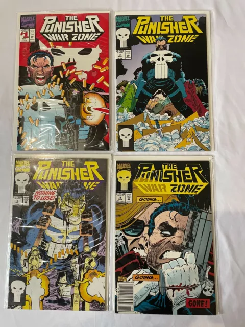 Punisher 1992 Lot Of 4 War Zone - Issue #1, 3, 5, 9 Marvel Comics Nrmt