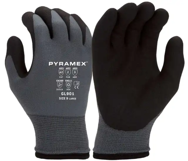 1 PR. WATER RESISTANT Insulated Cold Weather Warm Winter Palm Coated WORK GLOVES