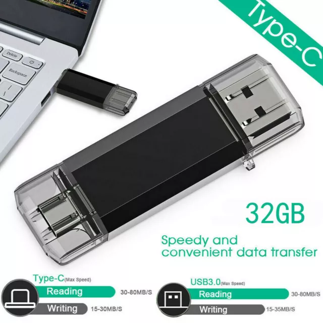 Clé USB 32 GO 2 en 1 Type C USB 3.0 Flash Drive OTG Pour Android  Smartphones Tablettes & Pcs Avec Port TYPE-C & USB 100 % Réel 3.0