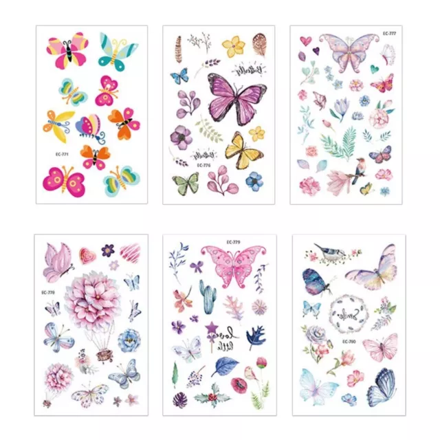 6 fogli tatuaggio farfalla set tatuaggi per bambini adesivi