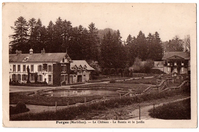 CPA 56 - FORGES (Morbihan) - Le Château. The Basin and the Garden