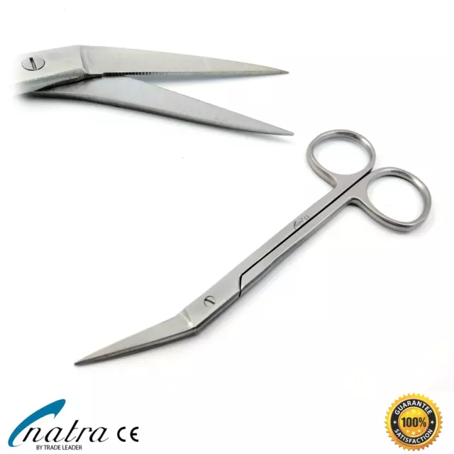 Irisschere gewinkelt 12 cm Mikroverzahnt chirurgisch Schere Iris Dental OP NATRA