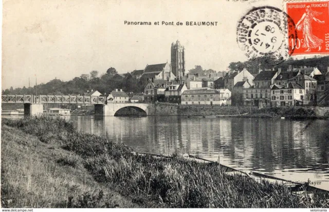 7822 cpa 95 Panorama et Pont de Beaumont