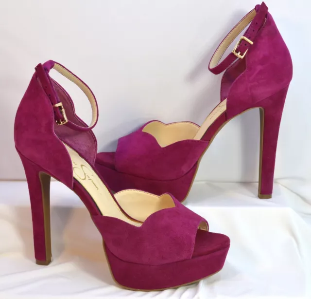 Brand New Jessica Simpson High Heels Shoes Kid Suede Hot Pink (Sangria) Size 7M