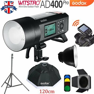 REGNO Unito GODOX AD400Pro 400Ws 2.4G x XPRO Trigger Kit 120cm flash del sistema Softbox Stand 