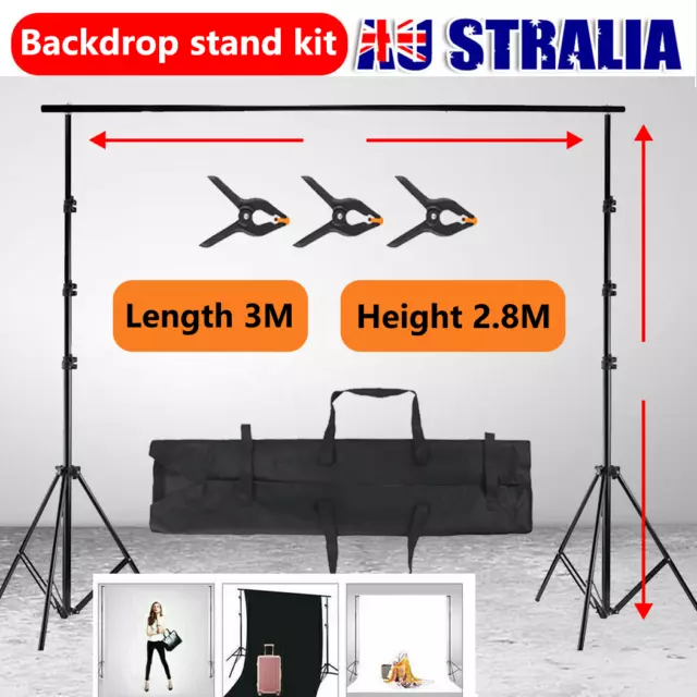 11FT Photography Studio Lighting Softbox Backdrop Screen Background Stand Kit AU