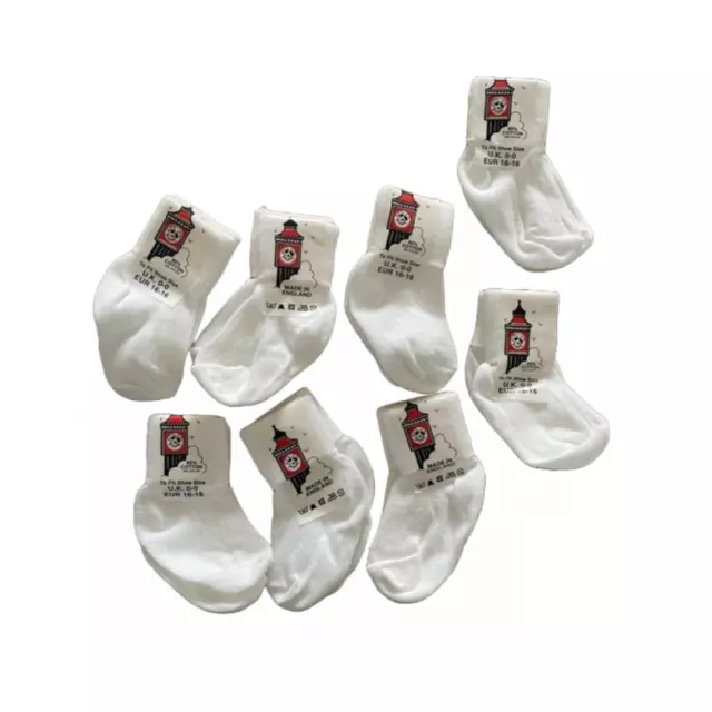 Newborn White Baby Socks Size 0-0 Eur16-16 Premature Baby Socks