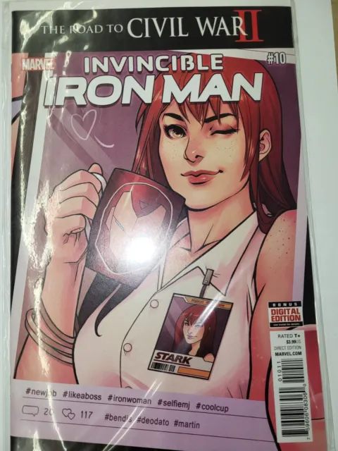 INVINCIBLE IRON MAN #10 (Marvel Comics 2016) 1st Print 2nd App RIRI WILLIAMS