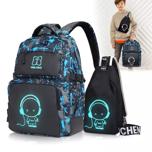 Coole Schulranzen SchoolBag 2-tlg, SchuleRucksack Jungen Schultasche 7-15 Jahre