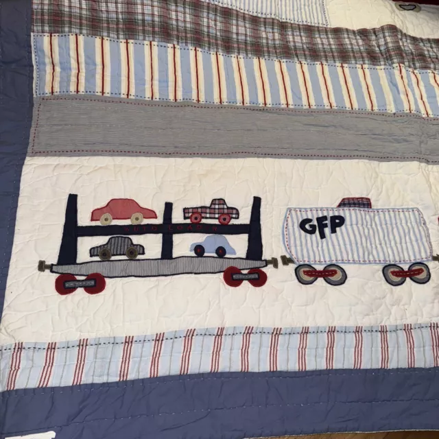 Pottery Barn Kids RAILWAY EXPRESS Train Locomotive Quilted Full Comforter 68X86