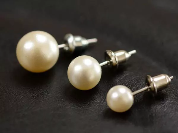 Pendientes de perla plateados de agua dulce para mujeres/niñas 6 mm, 8 mm, 10 mm a elección