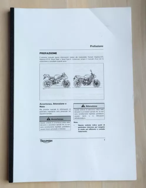 Copia Manuale TRIUMPH DAYTONA 675,DAYTONA 675 R,STREET TRIPLE e STREET TRIPLE R