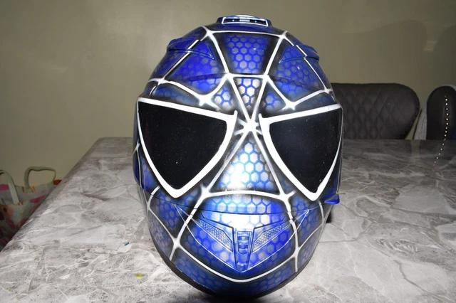 blue spiderman motorcycle helmet Skullskins Spider-Man Wired Web Full Face Cover Dot Certified Spiderman Motorcycle Helmet
